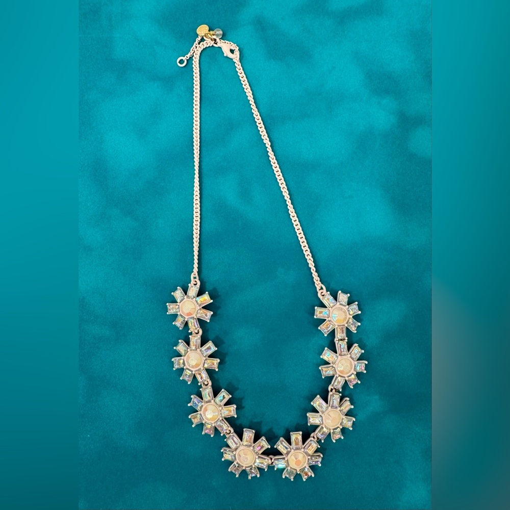 Crewcuts (J.Crew) Rainbow Crystal Flower Statement Light Pink Necklace 🌸✨